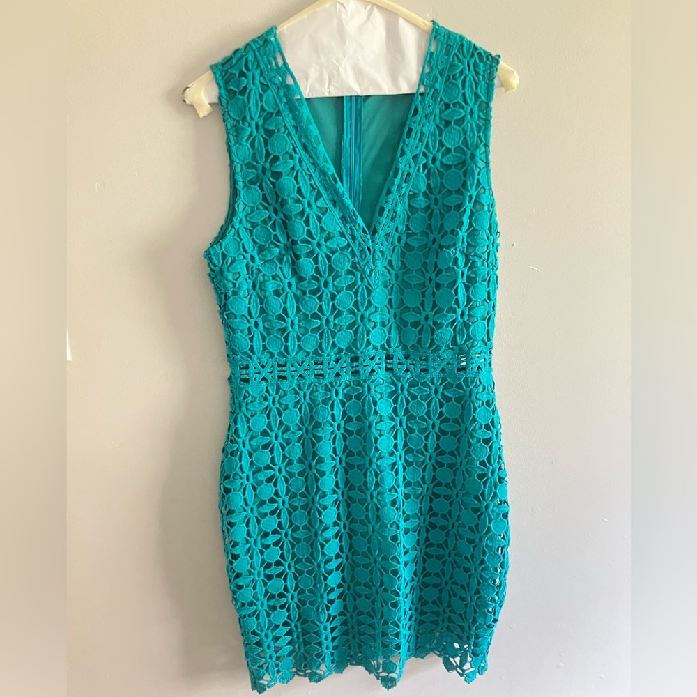 Turquoise Lace Sheath Dress - Brand: